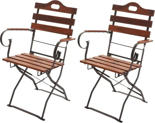 2er-Set Biergartenstuhl HWC-J40 Akazie - braun