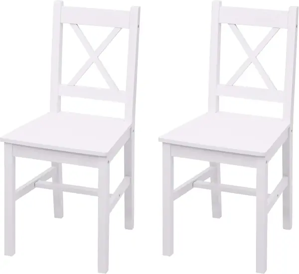 2er-Set Esszimmerstuhl HWC-F77 Massiv-Holz - weiß