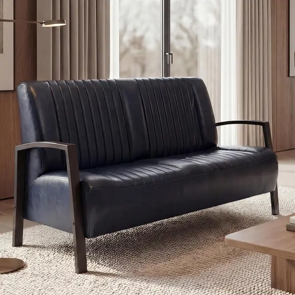 2er Sofa HWC-H10 Metall Kunstleder Industrie-Design…