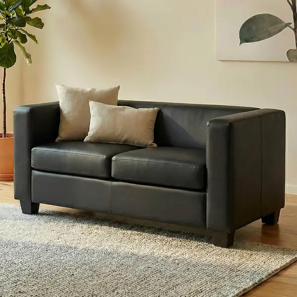 2er Sofa Lille-AM - Leder, schwarz