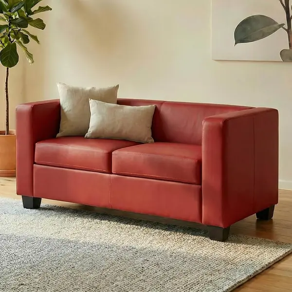 2er Sofa Lille - Leder, rot