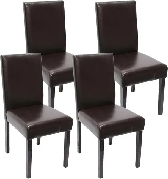 4er-Set Esszimmerstuhl Littau - Leder, braun dunkle Beine