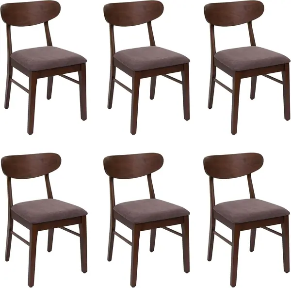 6er-Set Esszimmerstuhl HWC-M59 - Dunkles Gestell, Taupe