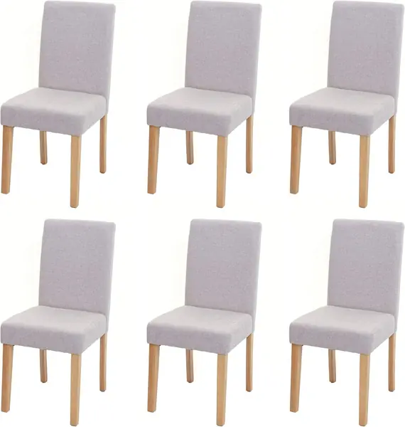 6er-Set Stuhl Littau - Textil, Creme-beige, helle Beine