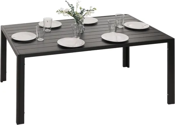 Alu-Esstisch HWC-N40 wetterfest 140x80cm - anthrazit
