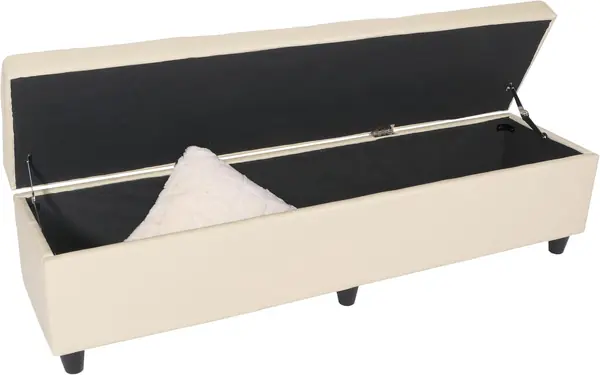 Aufbewahrungs-Truhe Kriens XXL, Leder + Kunstleder - Creme