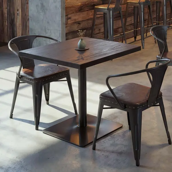 Bistrotisch HWC-H10 70x70cm Metall - Dunkelbraun