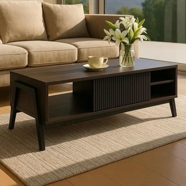 Couchtisch HWC-O40 42x120x60cm MDF - Walnuss-Optik
