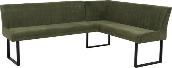 Eckbank HWC-O82, Chenille Öko-Tex Metall, 210x159cm - grün