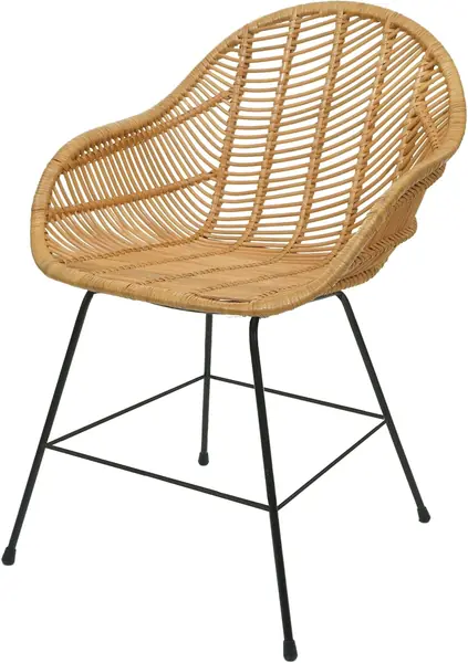 Esszimmerstuhl HWC-M28 Kubu Rattan Metall