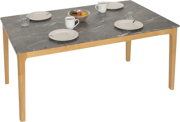 Esszimmertisch HWC-M55 135x80cm Marmor/Stein-Optik helle…