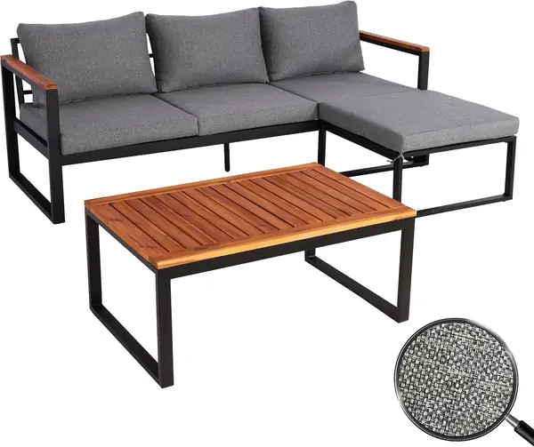 Garten-Garnitur HWC-L26b Aluminium - dunkelgrau