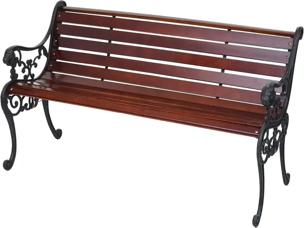Gartenbank HWC-F98AM 2-Sitzer Gusseisen Holz 125cm 20kg…