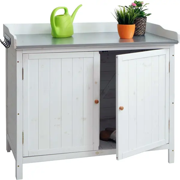 Gartenschrank mit Arbeitsplatte HWC-L69, Pflanztisch…