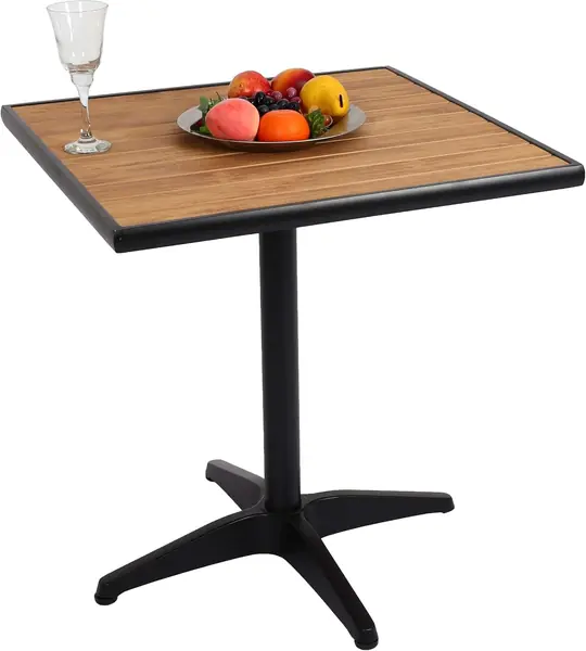 Gartentisch HWC-J95 Gastronomie Alu Holzoptik - schwarz…