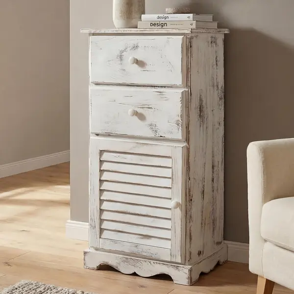 Kommode Shabby-Look 81x40x32cm - weiß