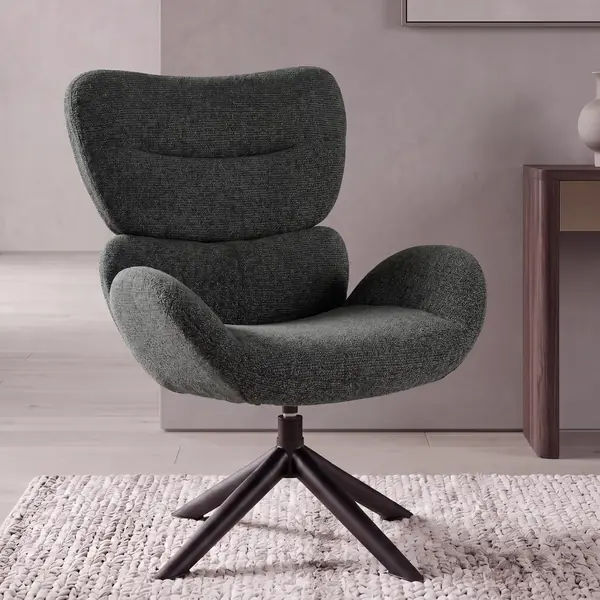 Loungestuhl HWC-Q53, drehbar Metall Chenille (420g/m2)…