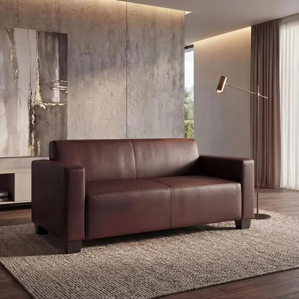 Modular 2-Sitzer Sofa Lyon, Kunstleder - rot-braun