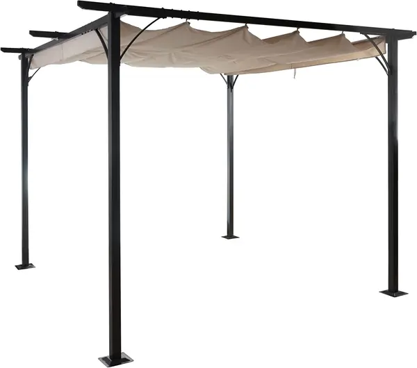 Pergola HWC-C42, 6cm-Gestell + Schiebedach - 3x3m Creme