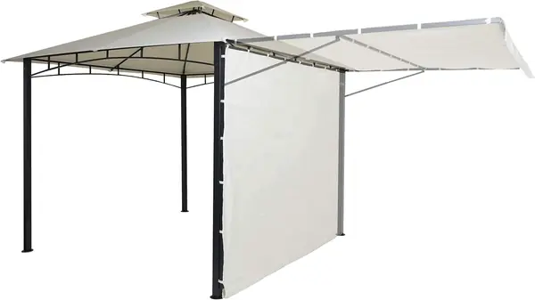 Pergola HWC-F94 Stahl bewegliche Seitenwand 2,5x2,5m…