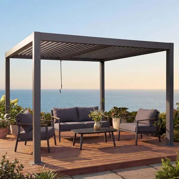 Pergola HWC-L46 10cm-Aluminium-Gestell 3x4m - anthrazit