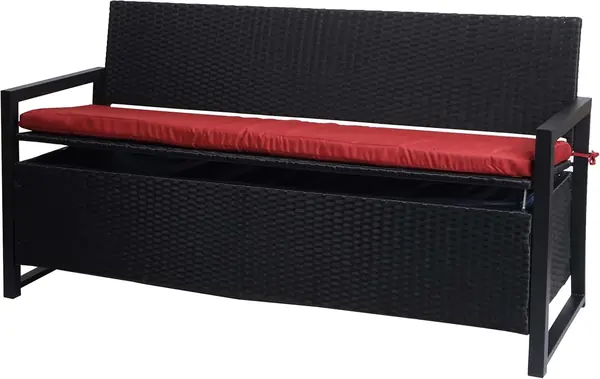 Poly-Rattan 3er Sitzbank HWC-F39 - anthrazit, Kissen…