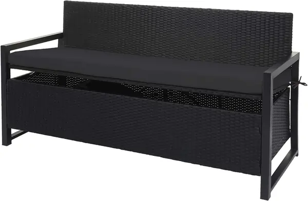 Poly-Rattan 3er Sitzbank HWC-F39AM - anthrazit, Kissen…