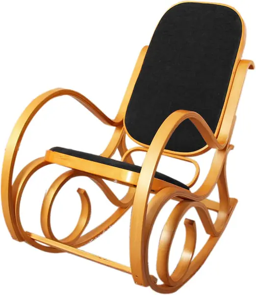Schaukelstuhl M41 - Eiche-Optik, Kunstleder schwarz
