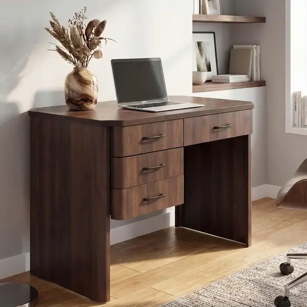 Schreibtisch HWC-P42 MDF 78x110x60cm - Walnuss-Optik