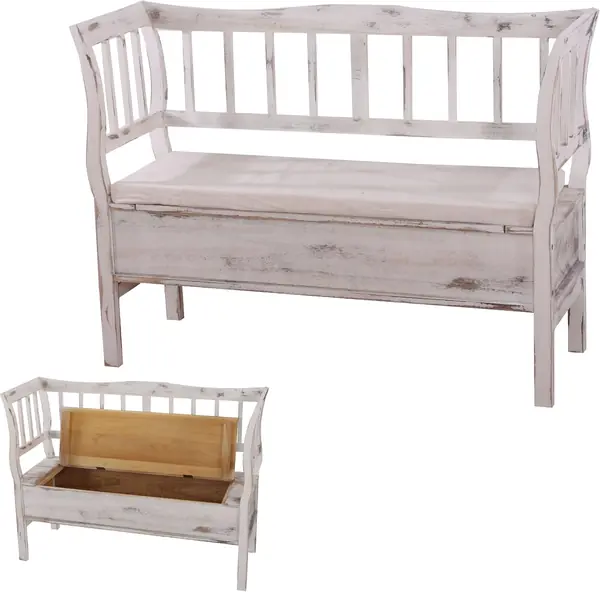 Sitzbank T207 119cm - weiß, Shabby